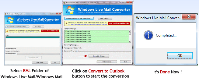 Exporting Windows Live Mail EML to Outlook