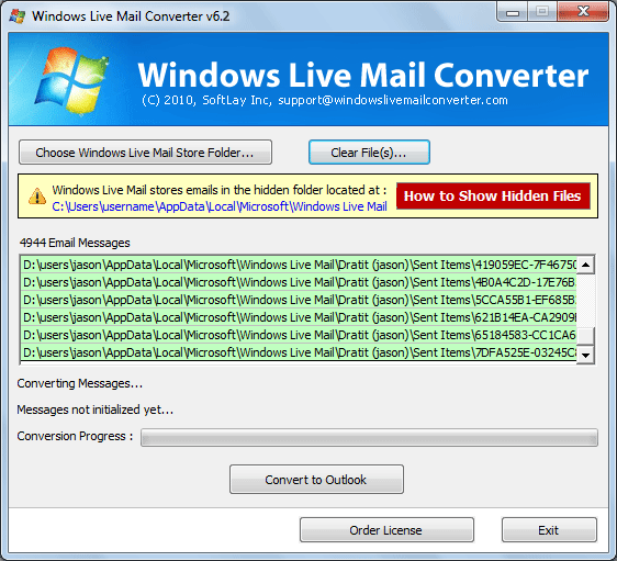 Import Windows Live Mail into MS Outlook 2010 
