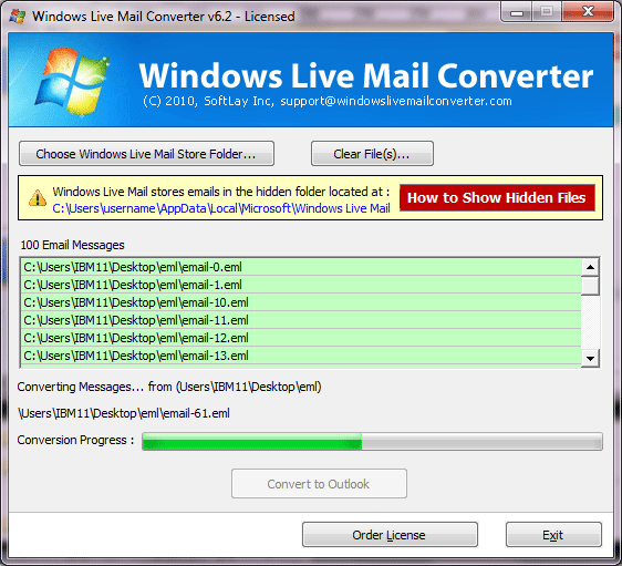 Convert EML File in Outlook PST File screenshot